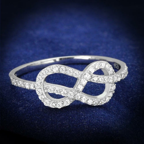 TS360 - Rhodium 925 Sterling Silver Ring with AAA Grade CZ in Clear
