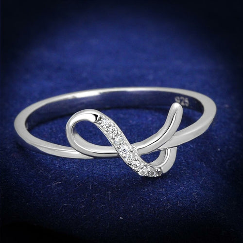 TS426 - Rhodium 925 Sterling Silver Ring with AAA Grade CZ in Clear