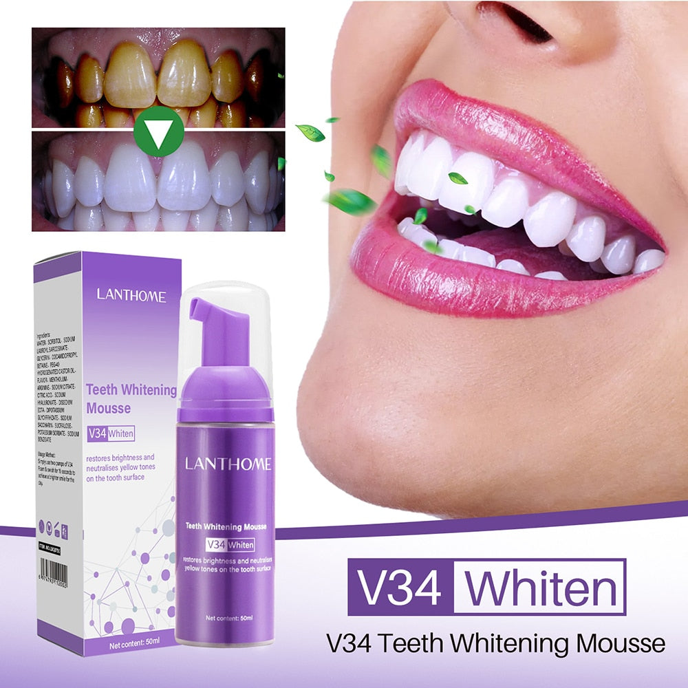 50ml Toothpaste Mousse V34 Teeth Cleaning Whitening Toothpaste Yellow