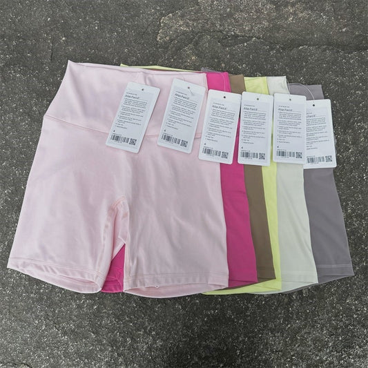 Solid Color Luluwomen Sports Short With Logo Soft Compression Support