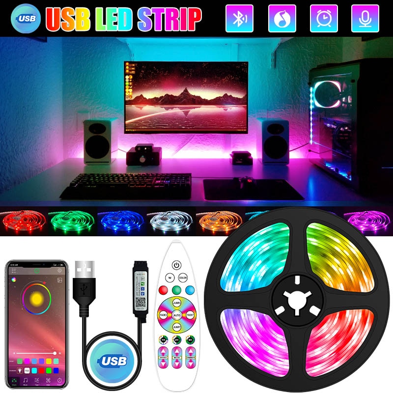 5050 Rgb Bluetooth Led Strip Lights 1m-30m 5v Usb Led Strip Tv